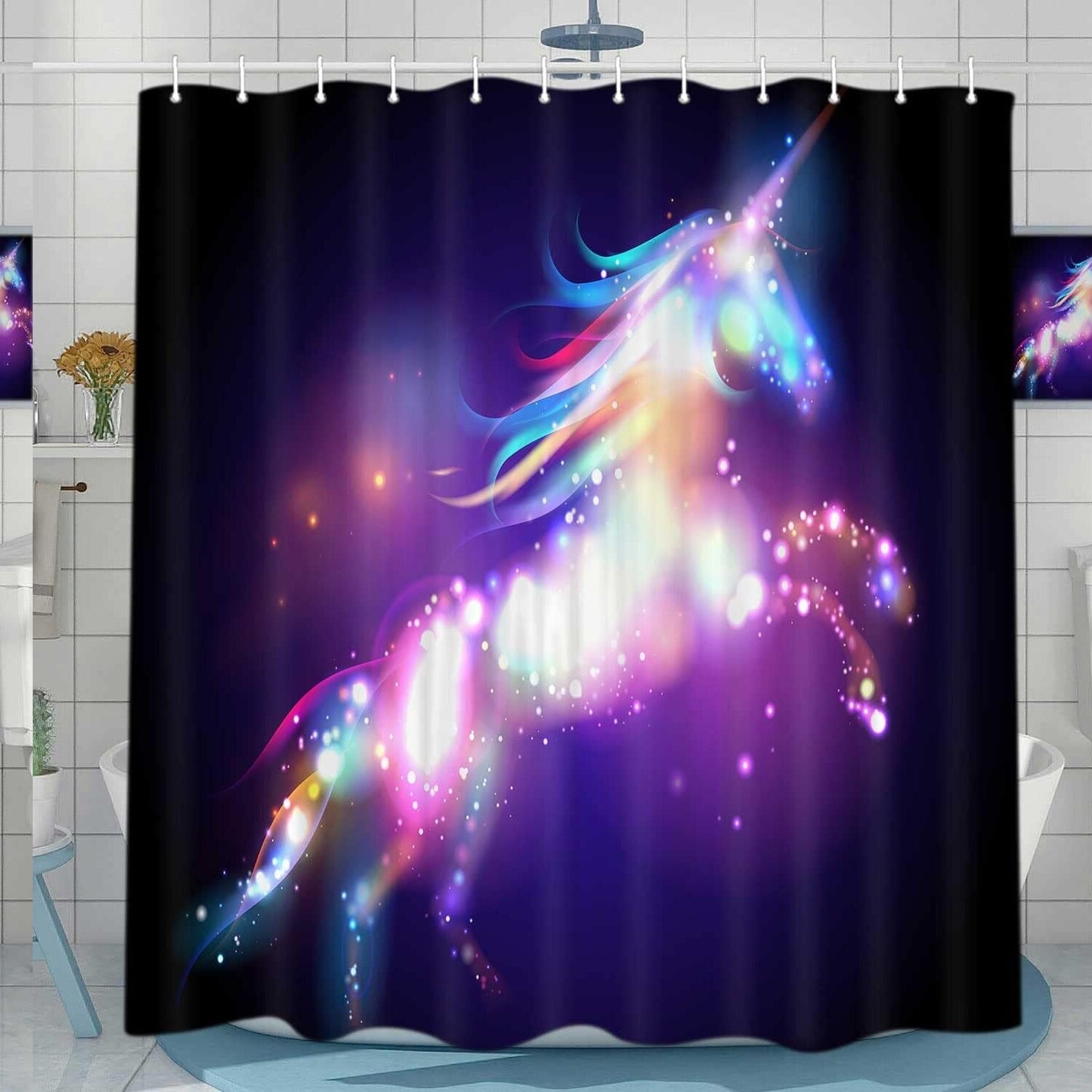 Unicorn Shower Curtain for Bathroom 72x72 Inches