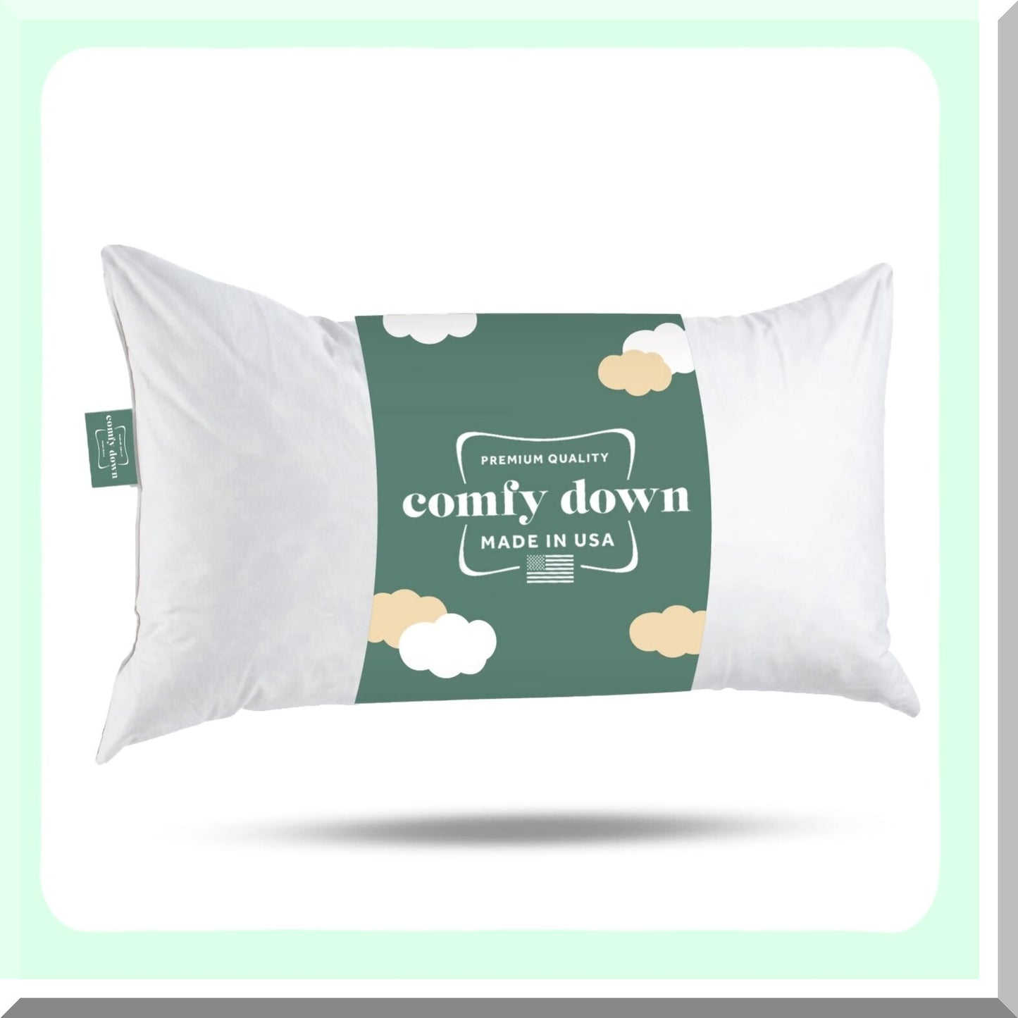 Luxury Down-Filled Cotton Throw Pillow Insert - 14x26 Rectangle, 233 Thread Count, Made in USA - Decorative Feathers Fill Cushion Insert