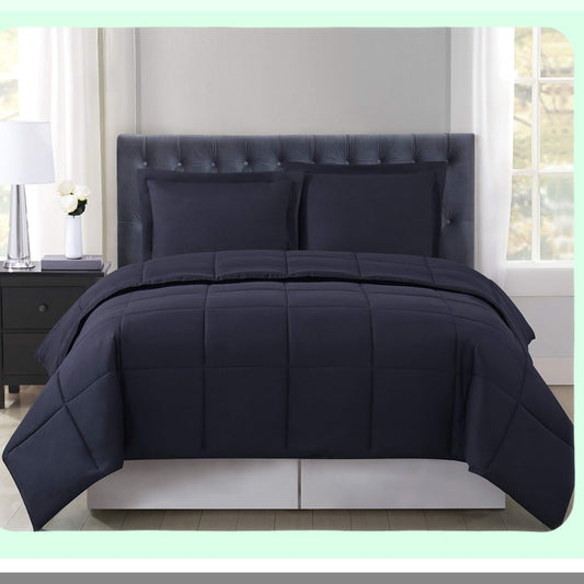 Reversible Black Twin XL Comforter Set - 2 Piece Bedding Bundle - Soft & Cozy - All Season - Hypoallergenic - Machine Washable - Bedroom Decor