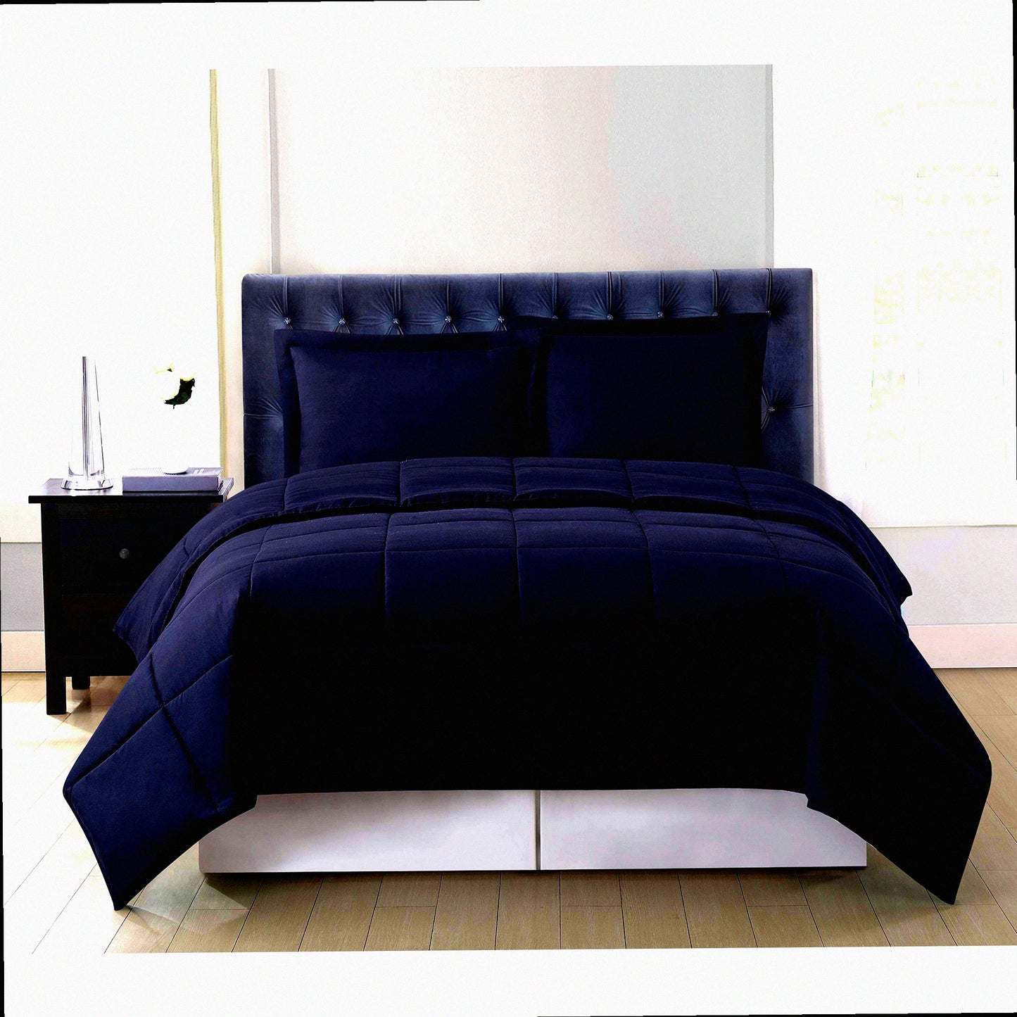 Reversible Black Twin XL Comforter Set - 2 Piece Bedding Bundle - Soft & Cozy - All Season - Hypoallergenic - Machine Washable - Bedroom Decor