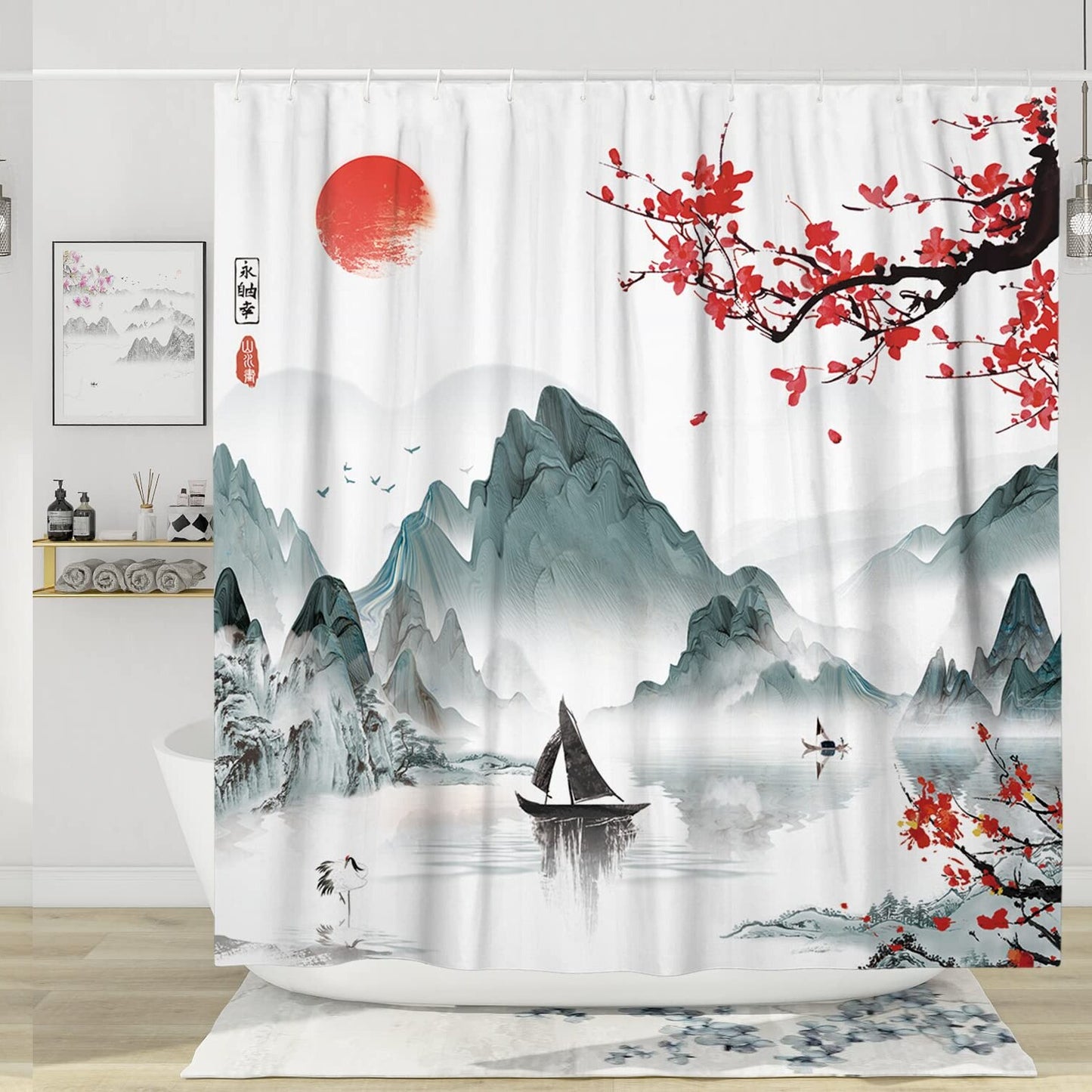 Cherry Blossom Shower Curtain Set 72" x 72"
