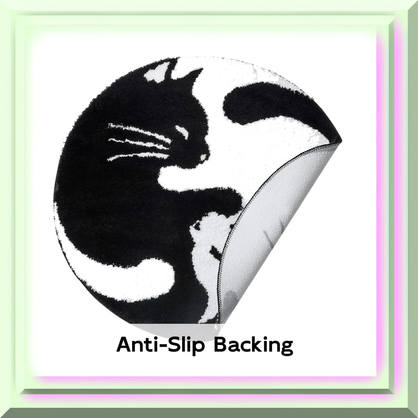 Black White Cat Bathroom Rug 60x60cm