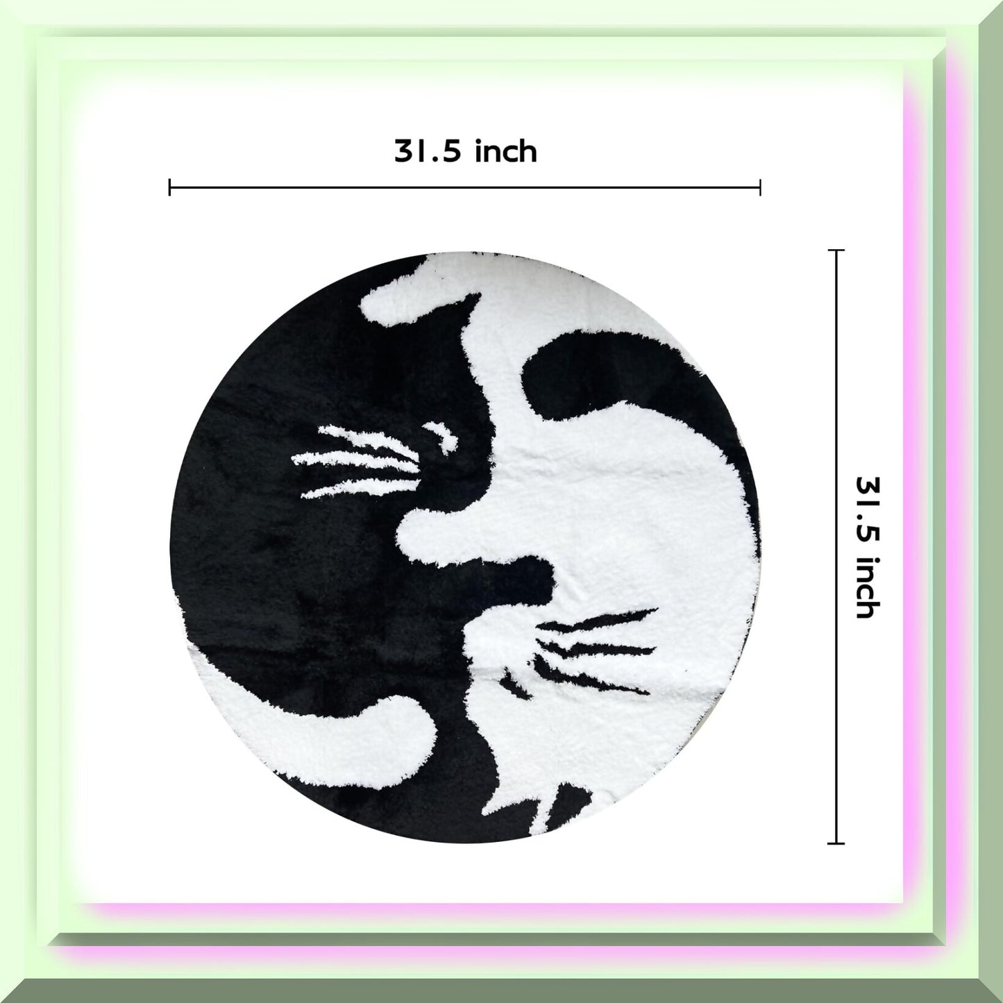 Black White Cat Bathroom Rug 60x60cm