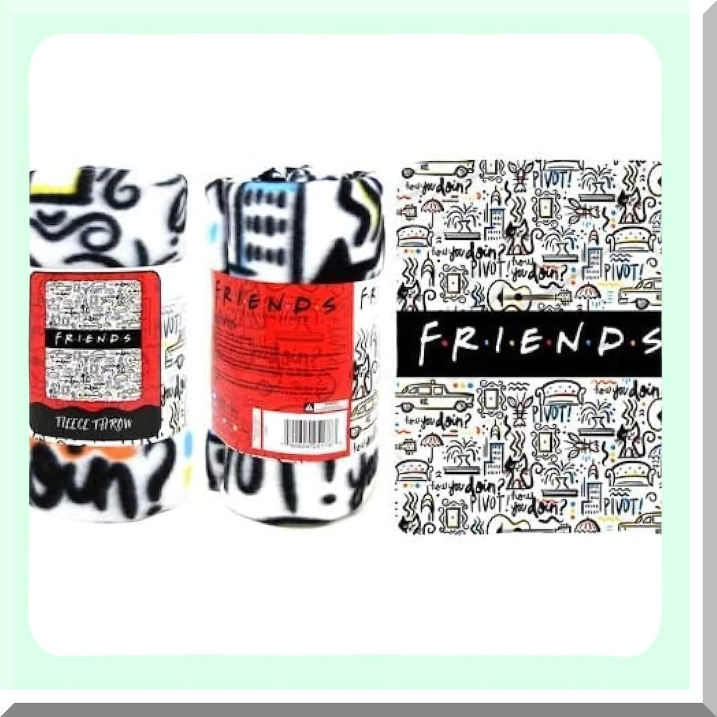 Friends TV Show Cozy Pivot NYC Fleece Throw Blanket - Soft Lightweight Plush Fabric Bed Cover & Room Decor, 45in x 60in