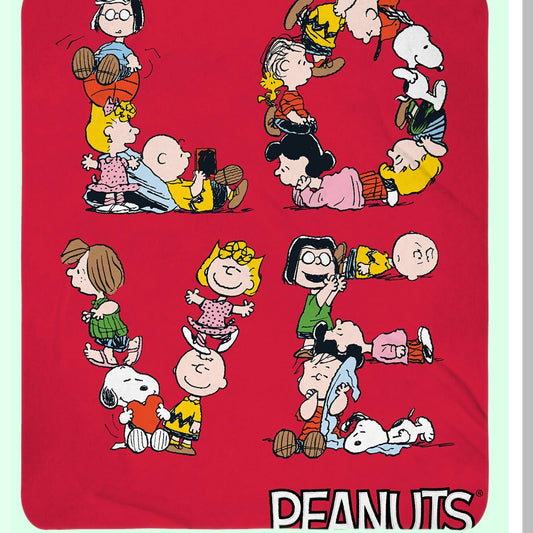 Peanuts Pals Cozy Fleece Throw Blanket - Charlie Brown & Snoopy Letter Art Design