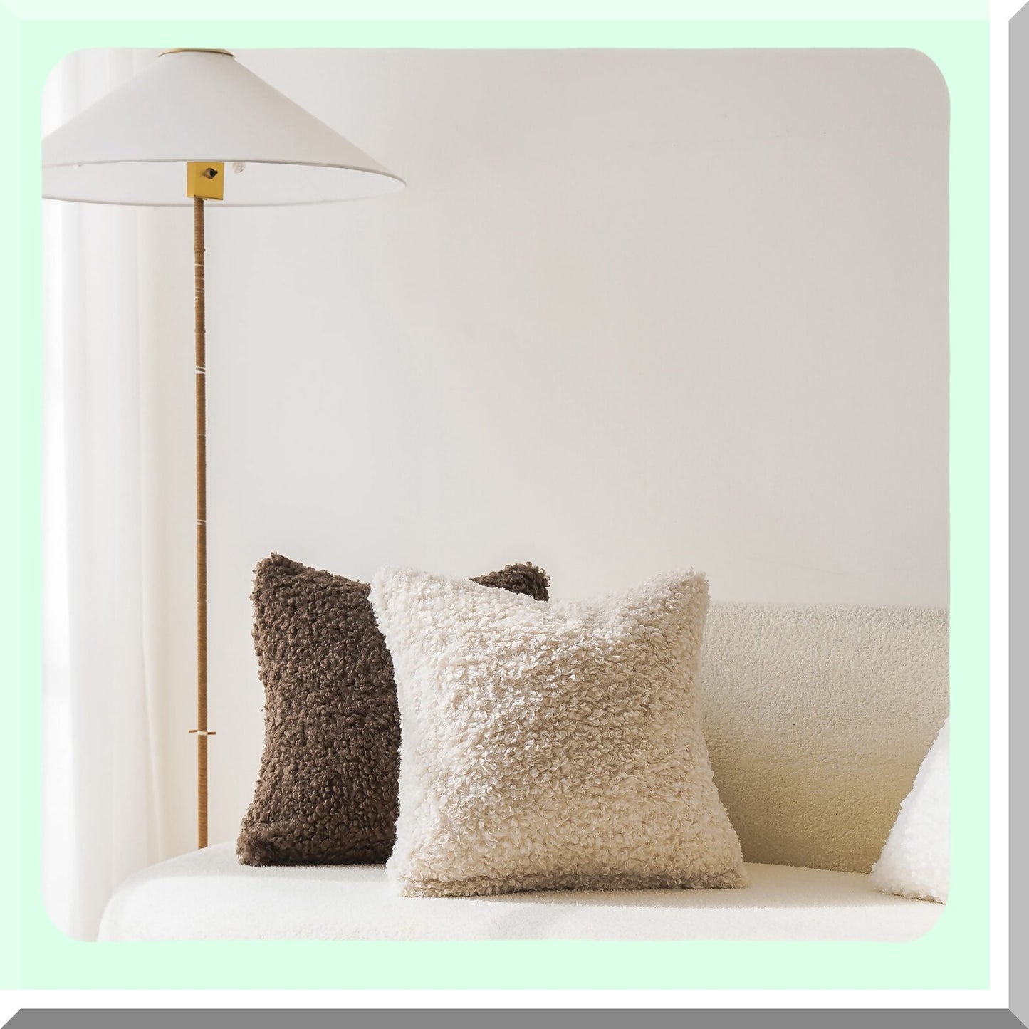 Sherpa Fleece Cozy Pillowcase Set - Soft Sheep Cushion Cover for Bed & Couch - Decorative Accent Pillow Cover - 18x18 Inch Neutral Cream - Pack of 2