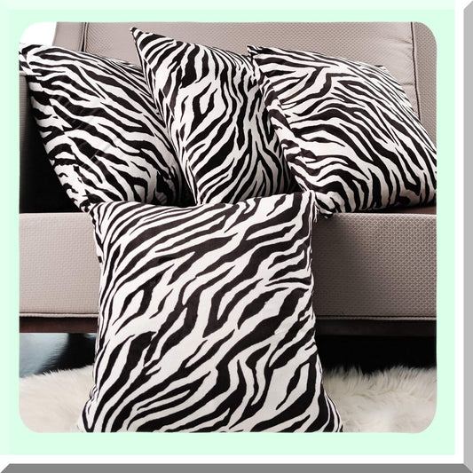 Zebra Print Velvet Pillow Cover Set 18x18" for Couch and Home