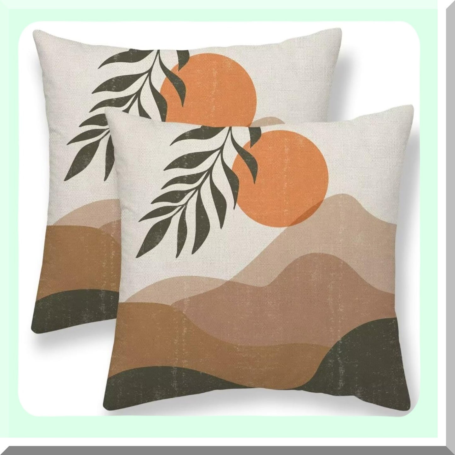 Sunset Geometric Boho Farmhouse Pillow Covers - Set of 2, Modern Mid Century Decorative Throw Covers for Bed Couch Sofa, Outdoor Home Decor