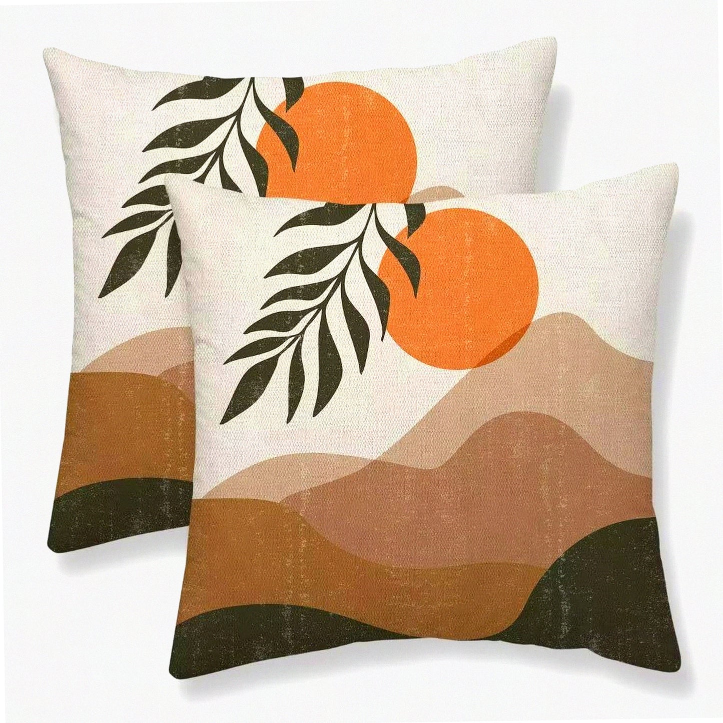 Sunset Geometric Boho Farmhouse Pillow Covers - Set of 2, Modern Mid Century Decorative Throw Covers for Bed Couch Sofa, Outdoor Home Decor