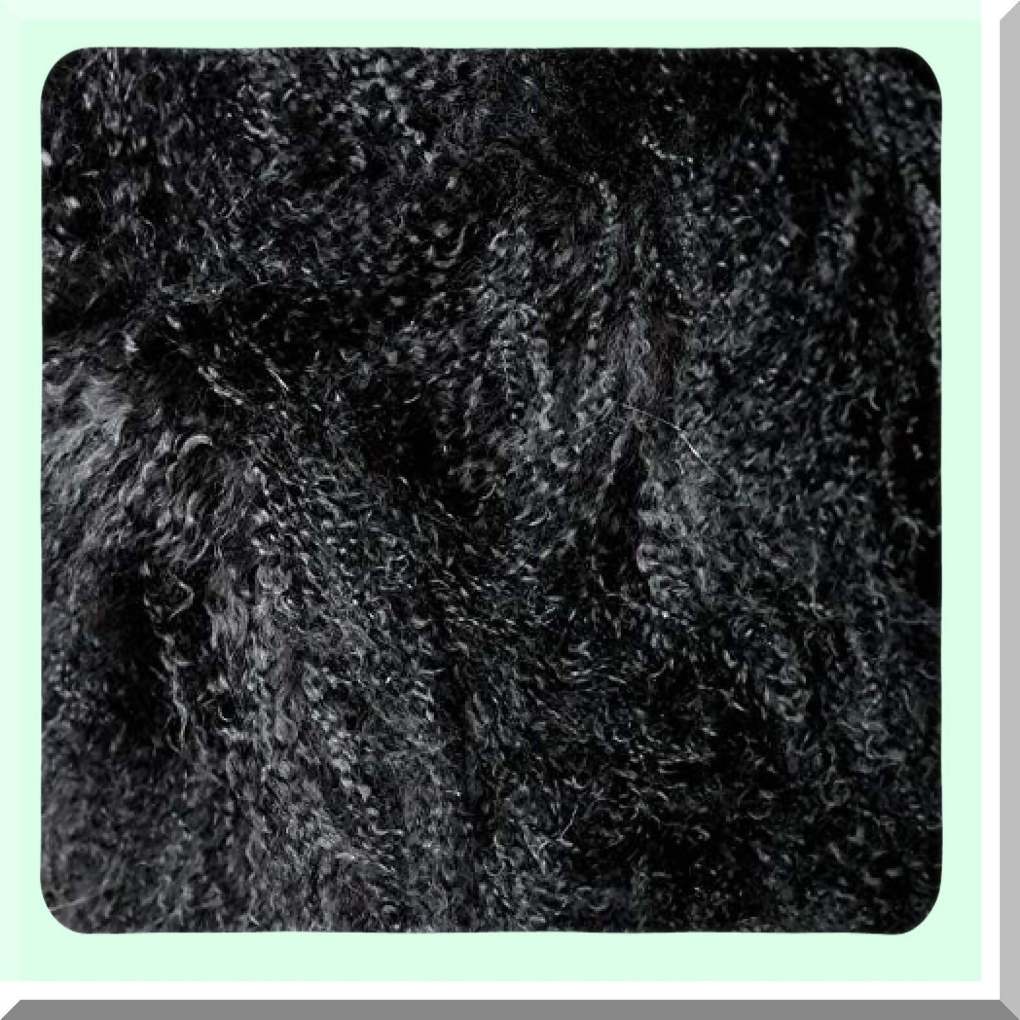 Luxury Mongolian Wool Plush Leather Pillowcase - Black 20x20 Inch - Soft Sheep Wool Cushion Cover - Genuine Tibetan Sheepskin Décor