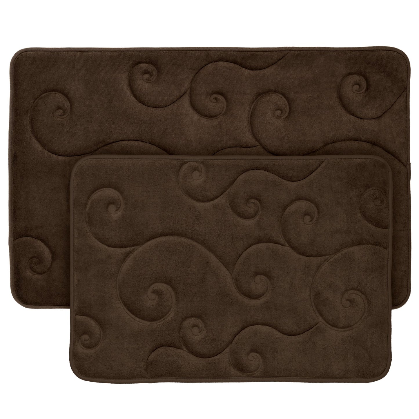 2 pc Memory Foam Bath Mat Set, Chocolate