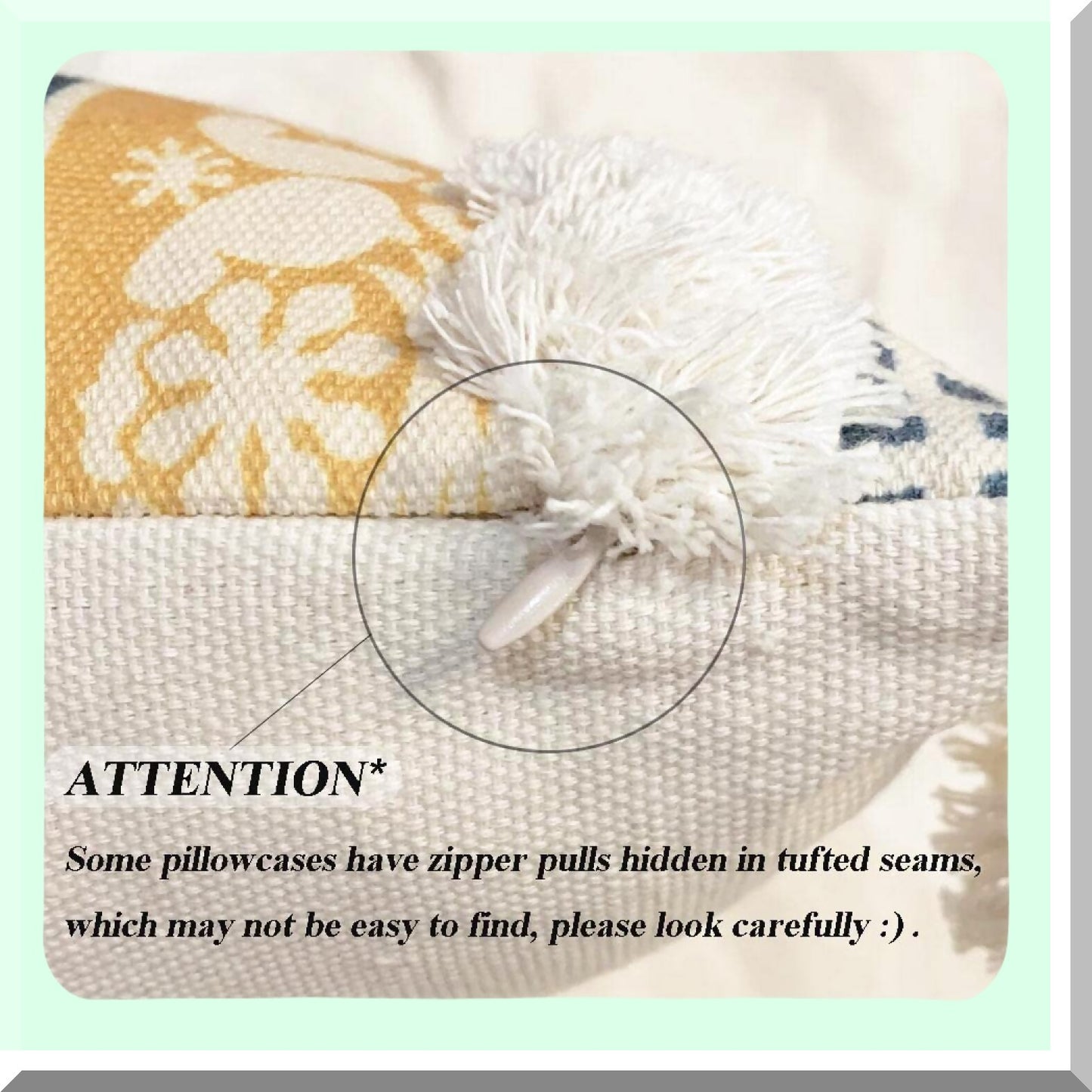 Hand-Woven Tufted Moroccan Boho Pillowcase - Yellow 12x20 Inches - Decorative Lumber Cover with Tels for Farmhouse Living Room, Bedroom, Sofa