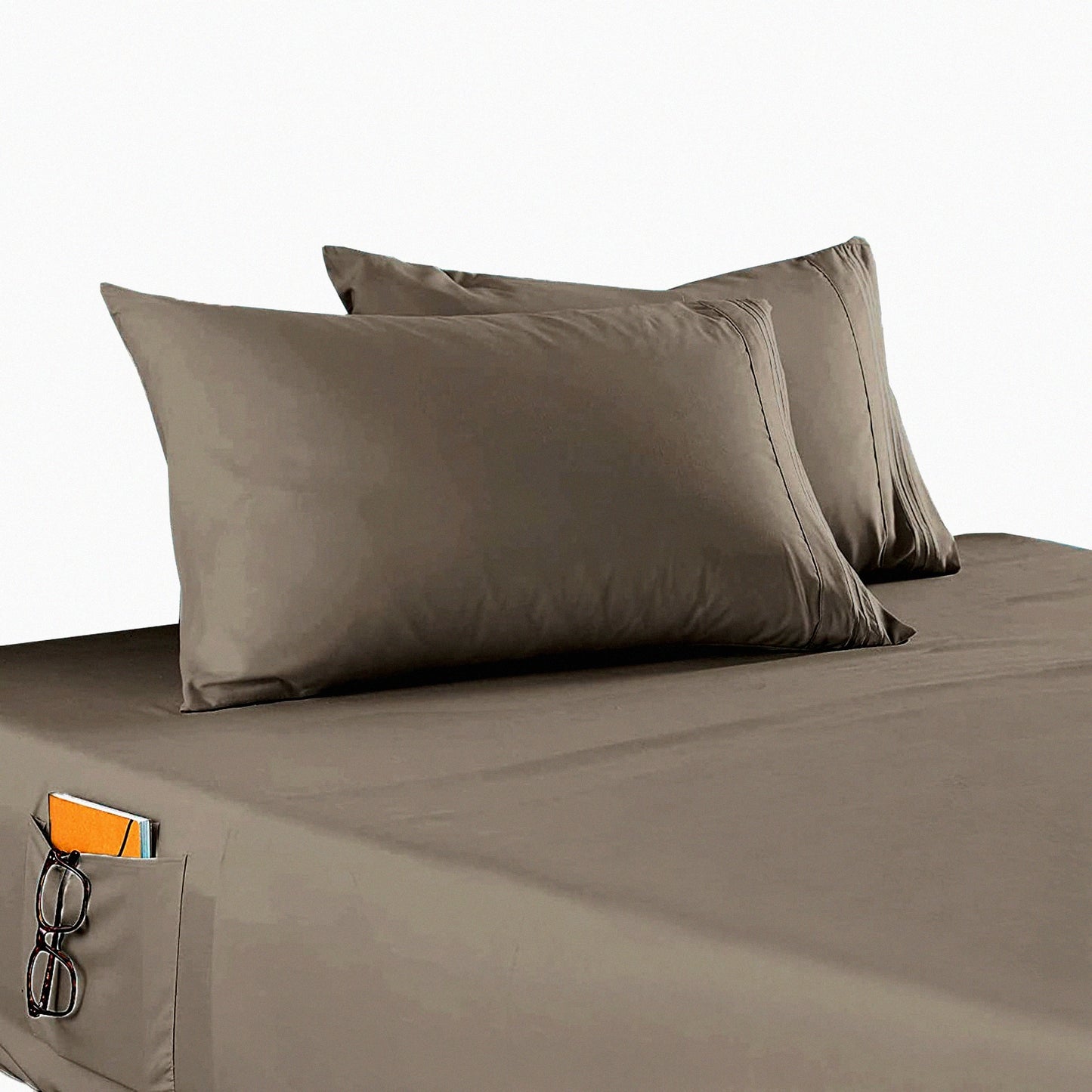 Deep Pocket Storage Sheet Set - Silky Soft Microfiber, Wrinkle & Fade Resistant, 1500 Thread Count, 4-Piece Solid Gray