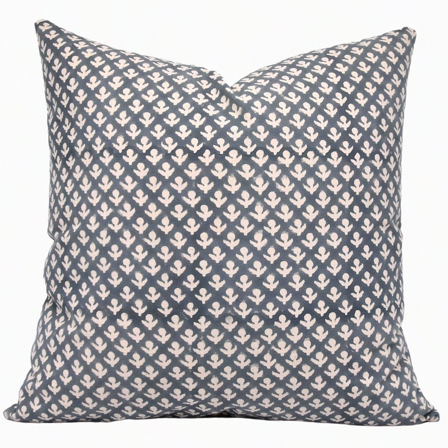 Boho Blooms Cotton Throw Pillow Covers - Vintage Floral Print Cushion Cover for Sofa & Couch - Thick 16x16 Outdoor Pillowcase in Haryali Blue