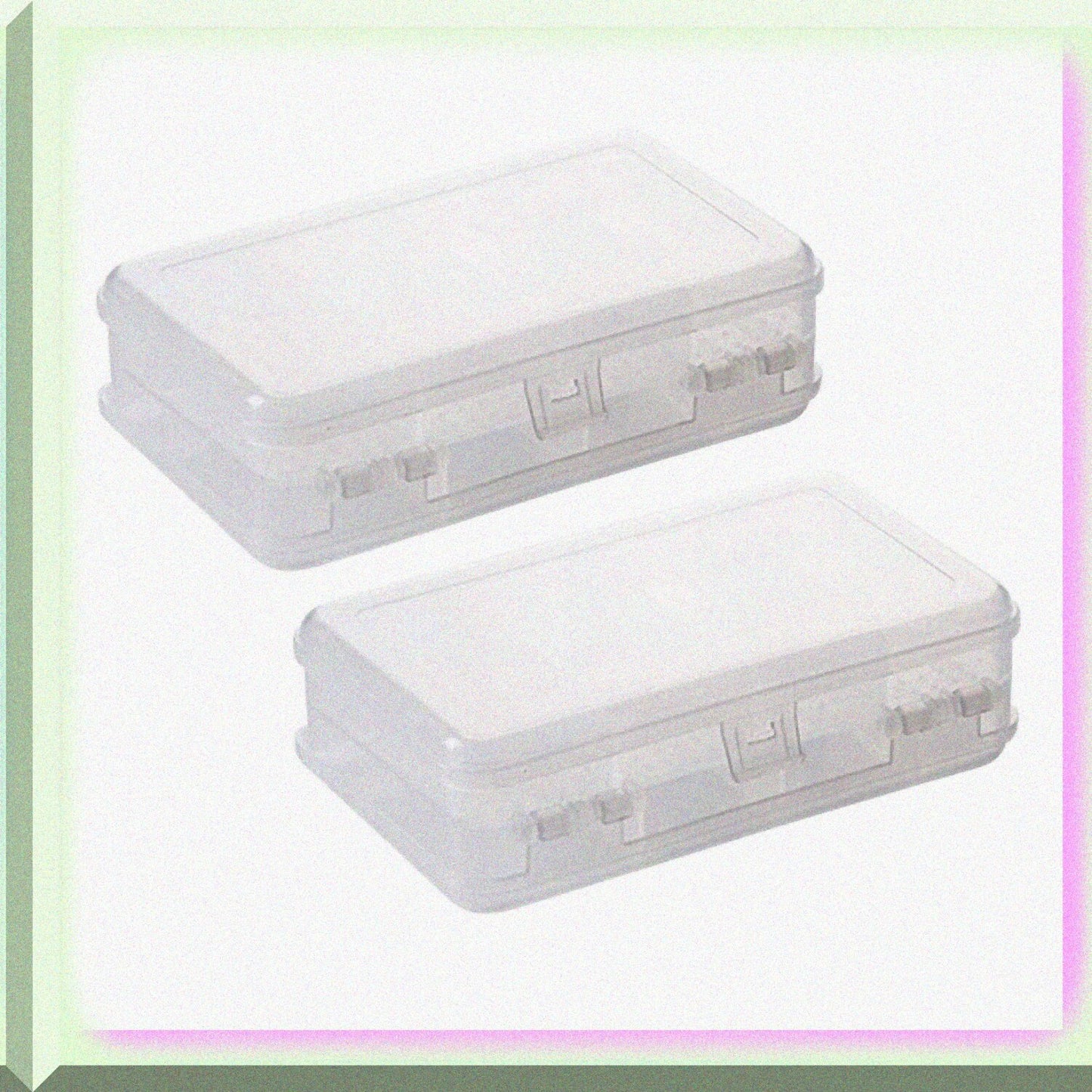 2Pcs Clear Double Layer Plastic Jewelry Storage Box