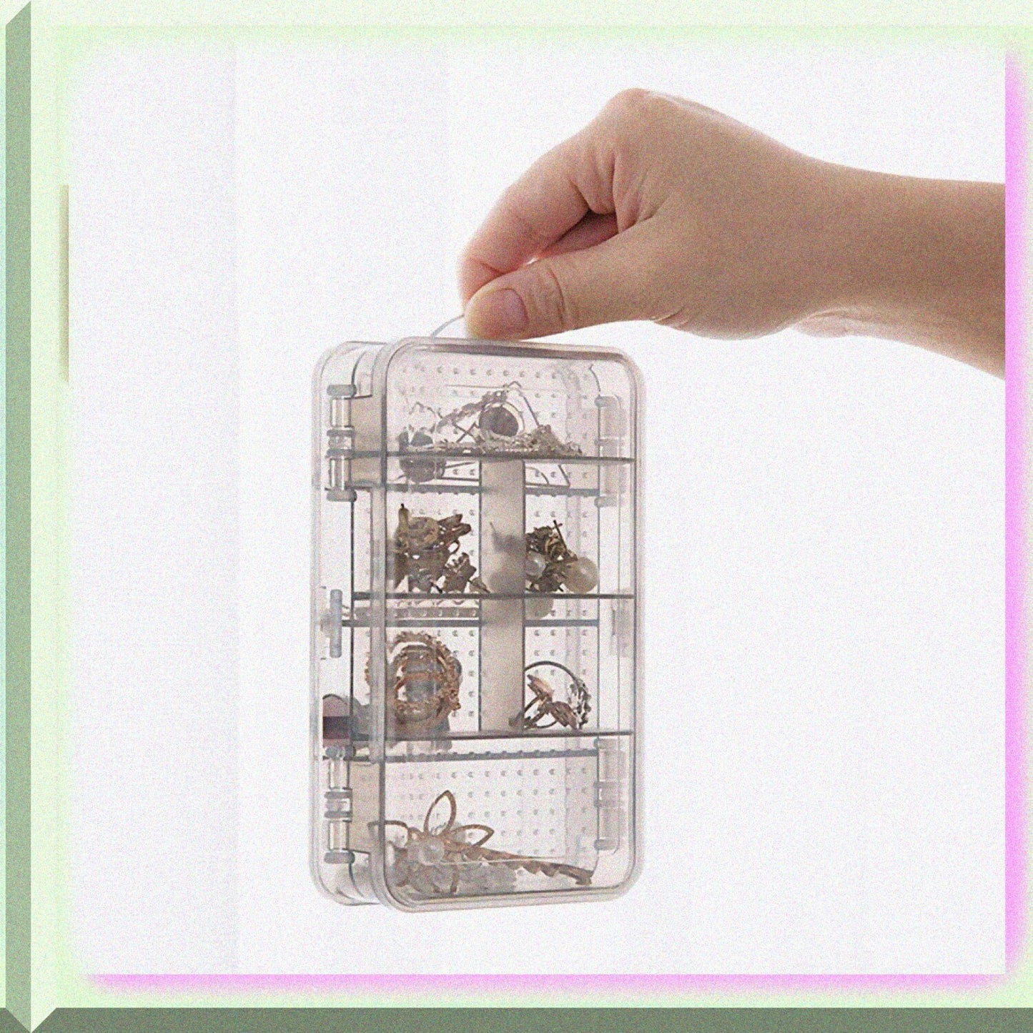 2Pcs Clear Double Layer Plastic Jewelry Storage Box