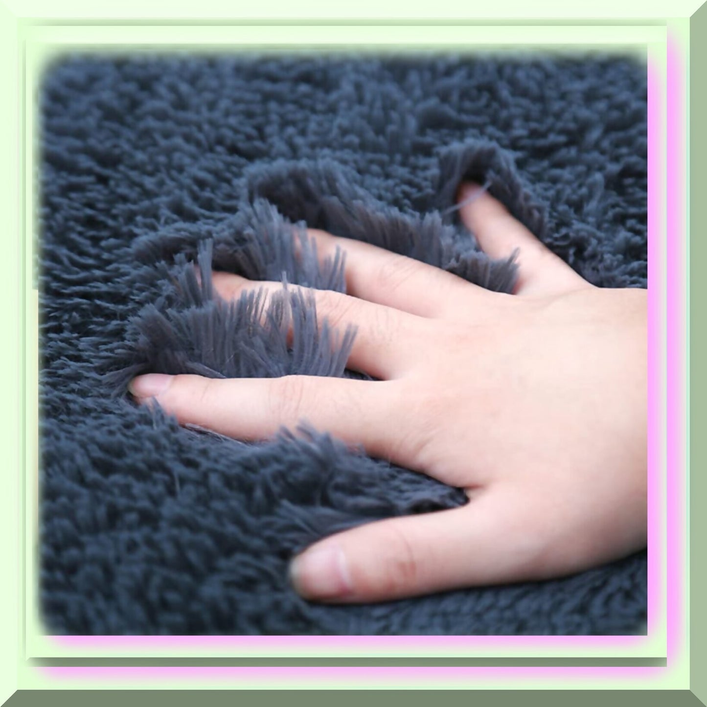 3 Pieces Shaggy Bath Mat Set Blue