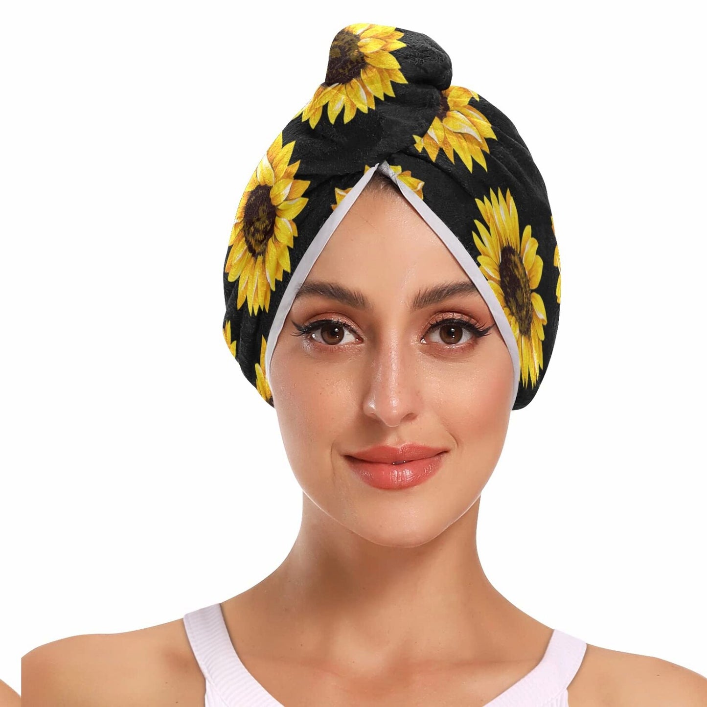 Sunflower Microfiber Hair Towel Wrap 2 Pack