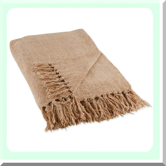 CozyChenille Fringed Throw Blanket 50x60 Natural