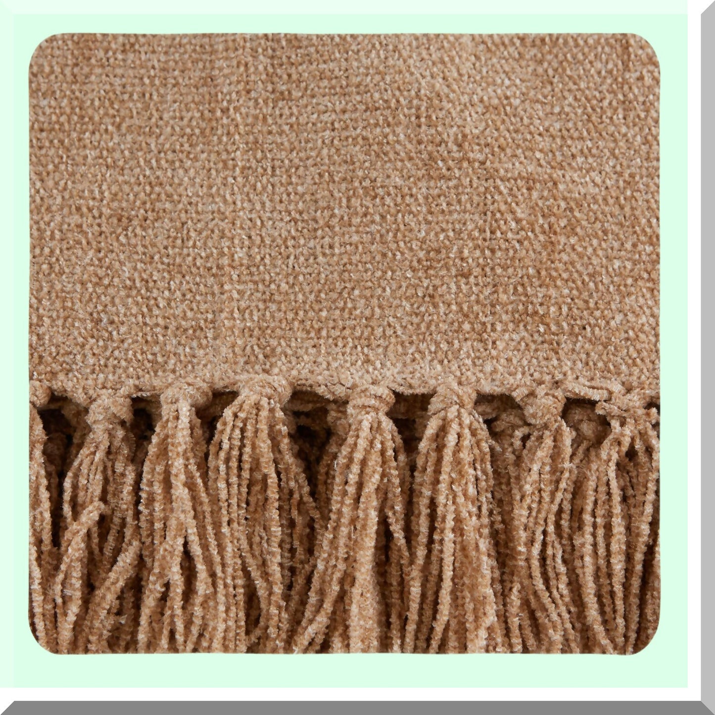 CozyChenille Solid Fringed Throw Blanket, 50x60, Natural