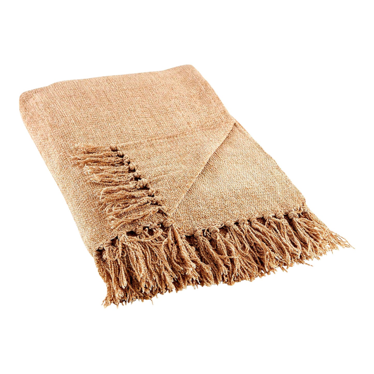 CozyChenille Solid Fringed Throw Blanket, 50x60, Natural