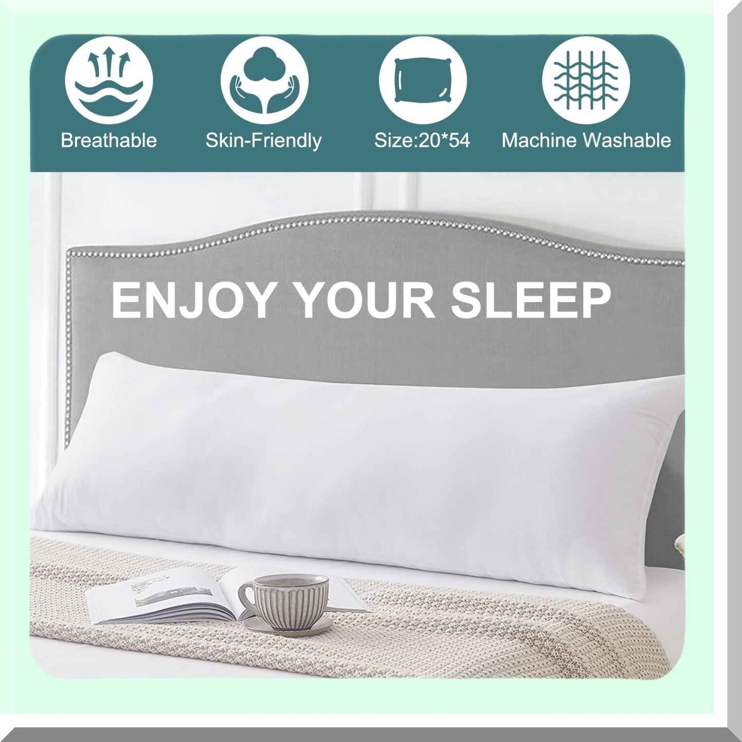 BreathEasy Body Support Pillow - Side Sleeper's Dream Pillow Insert for Adults - Soft and Long Bed Pillow - 20 x 54 inch Comfort