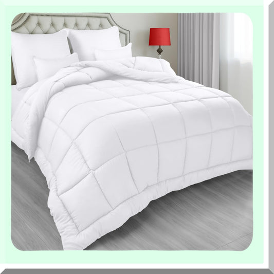 White Quilted Comforter Compatible with All Seasons