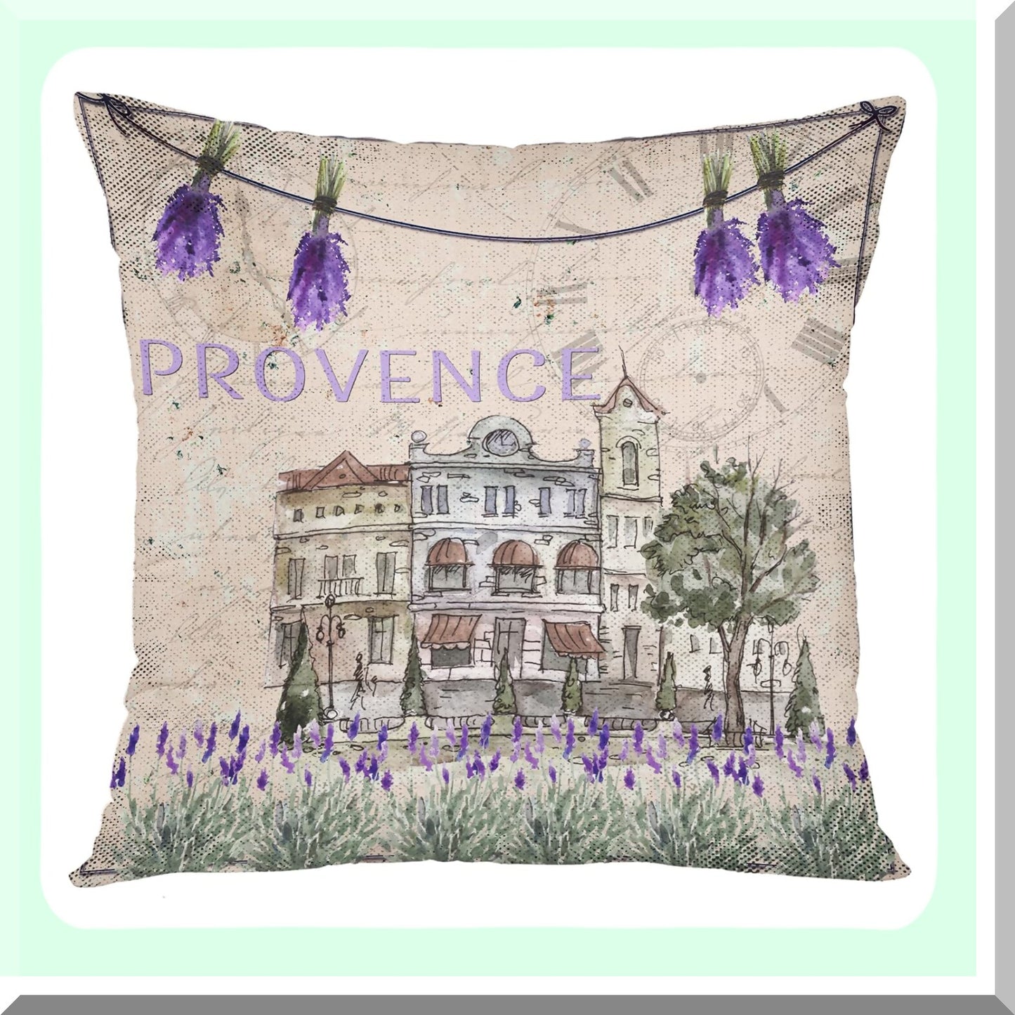 Watercolor Blossom Lavender Iris Pillow Covers - Set of 4 | Summer Love Decorative Pillow Cases | Provence France Home Decor 18x18 Inches