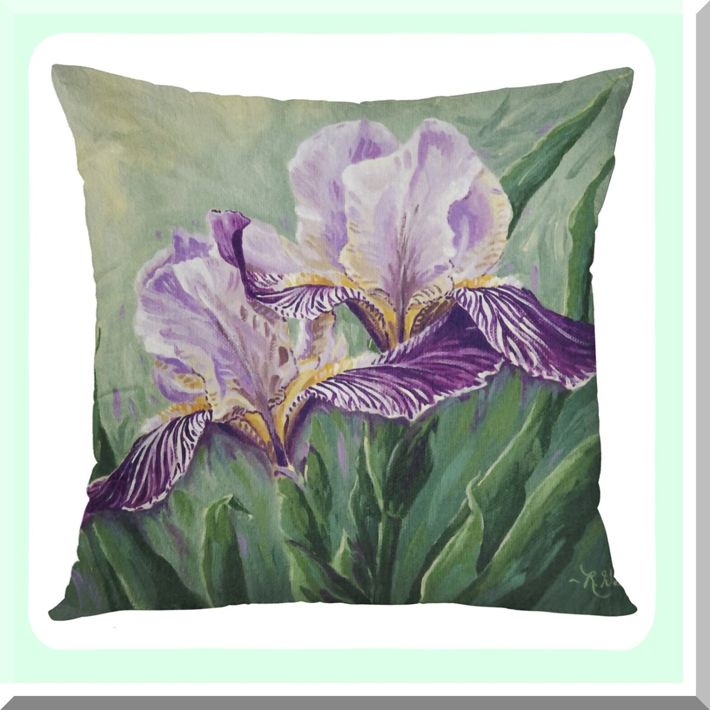 Watercolor Blossom Lavender Iris Pillow Covers - Set of 4 | Summer Love Decorative Pillow Cases | Provence France Home Decor 18x18 Inches