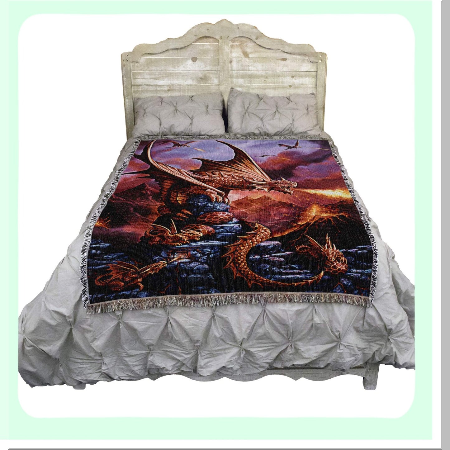 Fantasy Dragon Tapestry Throw - Cotton Woven Blanket, 72x54, Perfect Gift from Age of Dragons Collection
