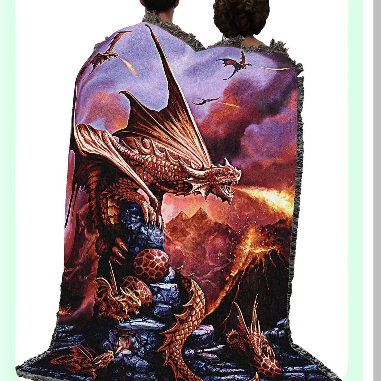 Fantasy Dragon Tapestry Throw - Cotton Woven Blanket, 72x54, Perfect Gift from Age of Dragons Collection