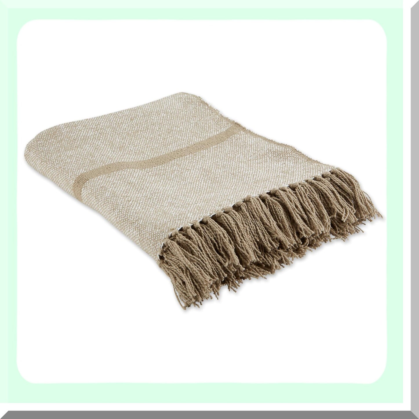 CozyStone Striped Homespun Throw Blanket, 50x60 with Fringe