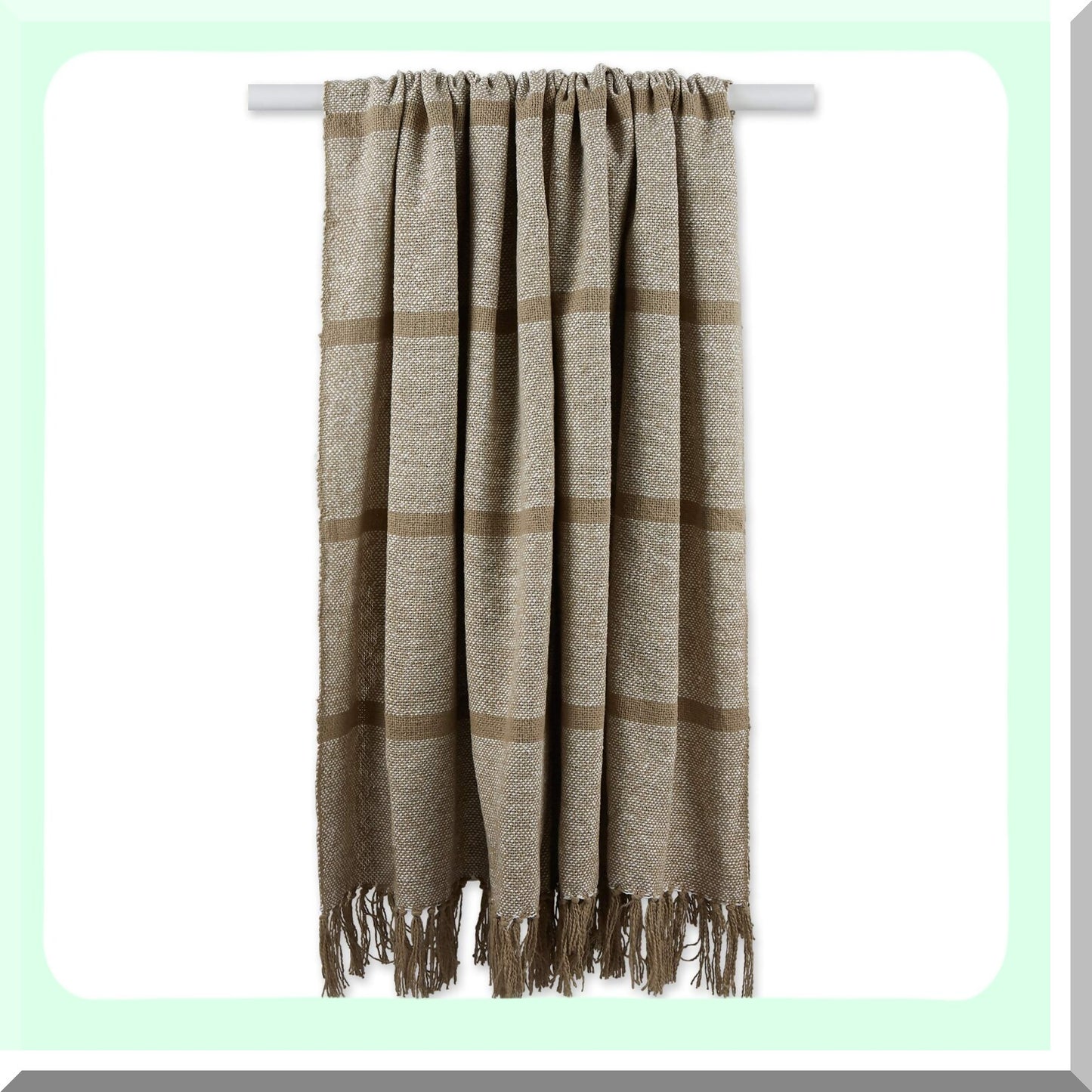 CozyStone Striped Homespun Throw Blanket, 50x60 with Fringe