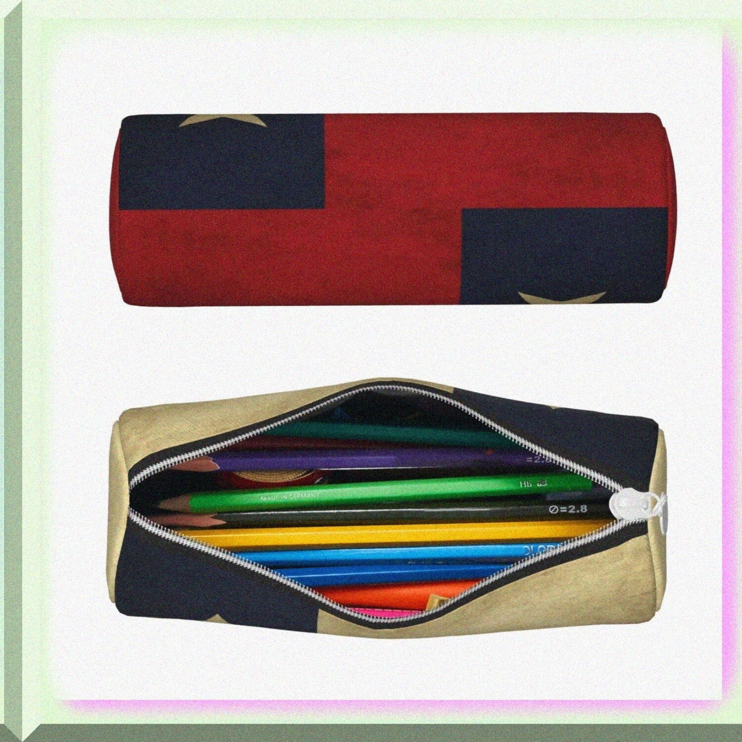 Texas Lone Star Flag Leather Pencil Case