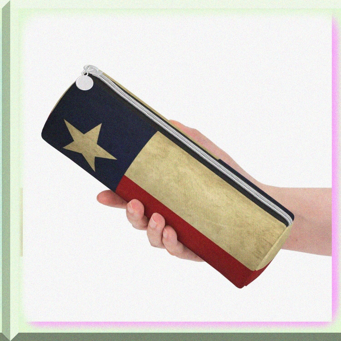 Texas Lone Star Flag Leather Pencil Case