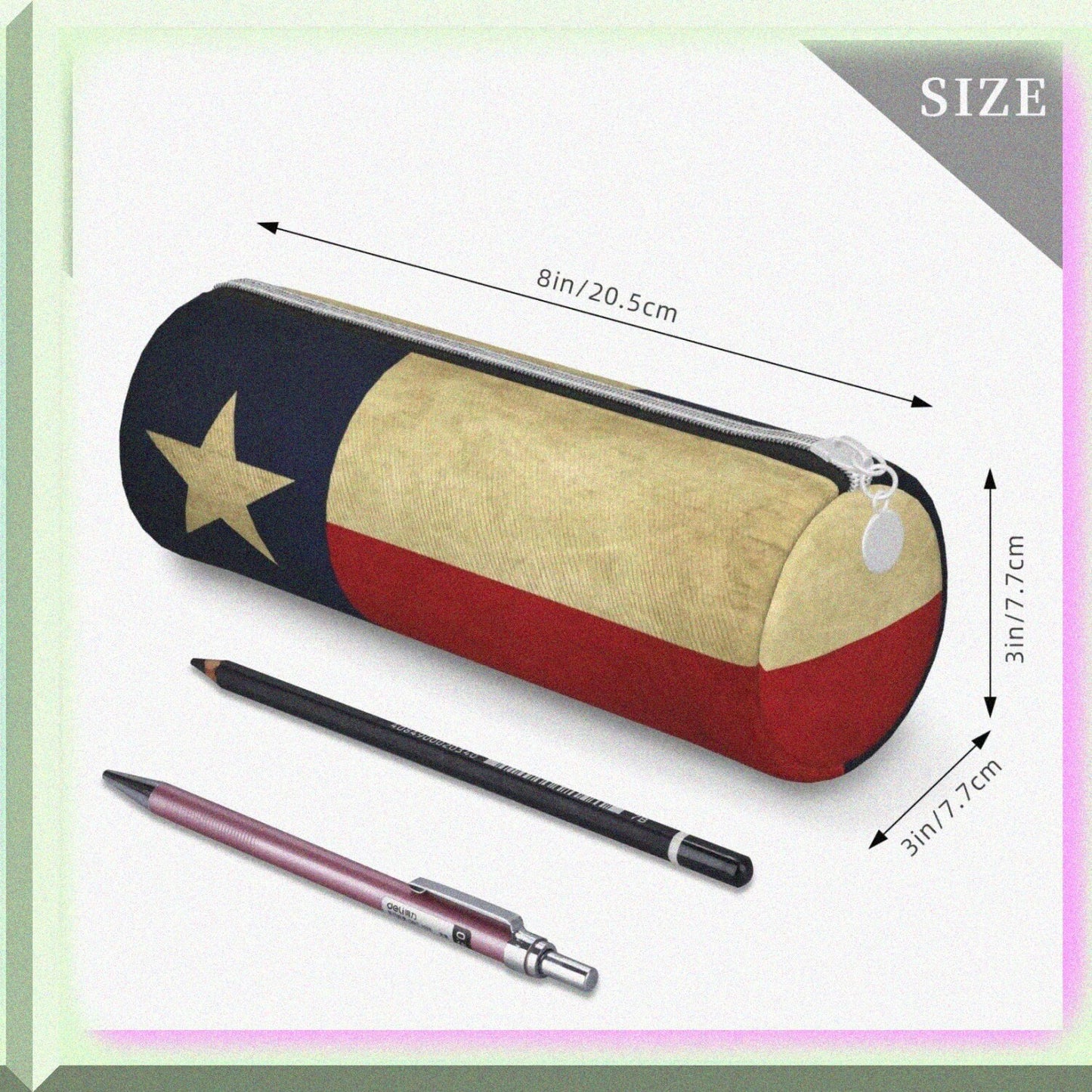 Texas Lone Star Flag Leather Pencil Case