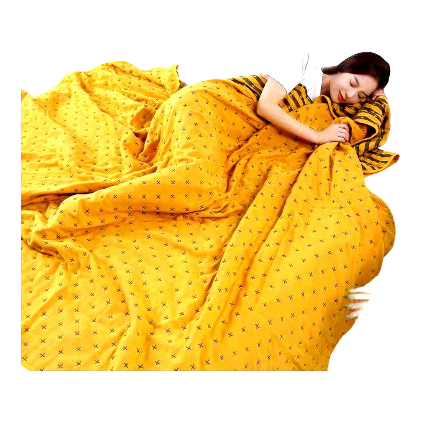 DreamWeave 6-Layer Cotton Muslin Blanket - Lightweight, Soft & Breathable Queen Bed Coverlet, Yellow 90" x 90""