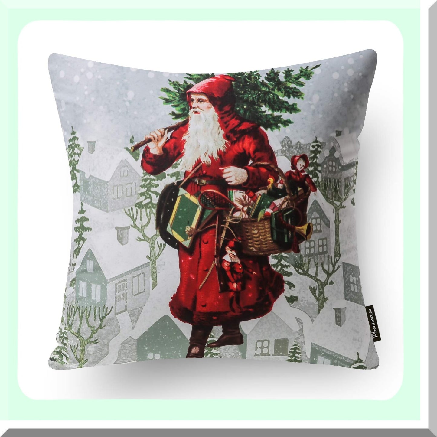 Velvet Christmas Pillow Cover Set - Festive Tree & Car Decor Cushion Cases - Holiday Red & Green Throw Pillow Covers - 18x18 Inch Pack of 4