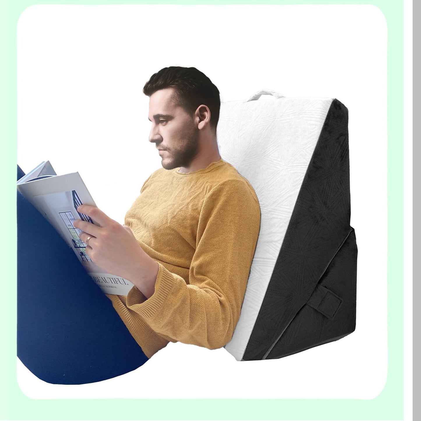 MemoryFoam Comfort Wedge Pillow - Adjustable Incline Support for Back, Leg, Knee - Acid Reflux, Snoring, Heartburn Relief - Jacquard Cover - Foldable