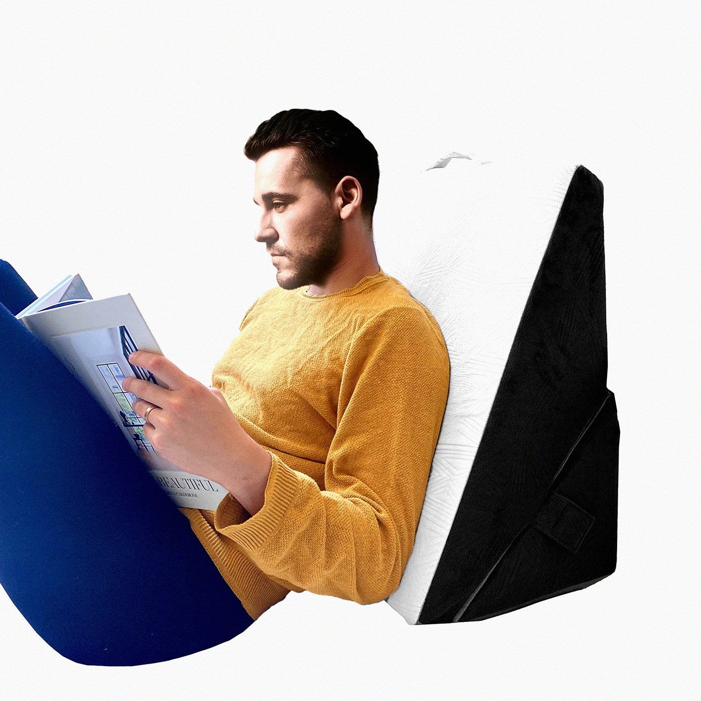 MemoryFoam Comfort Wedge Pillow - Adjustable Incline Support for Back, Leg, Knee - Acid Reflux, Snoring, Heartburn Relief - Jacquard Cover - Foldable