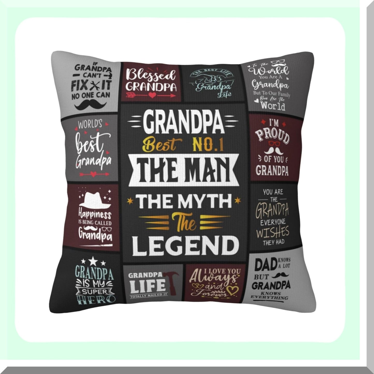 Grandpa's Heartfelt Birthday Surprise Throw Pillow Cover - Unique Valentines Day Gift from Grandchildren - 18x18 Inch Decorative Cushion Case