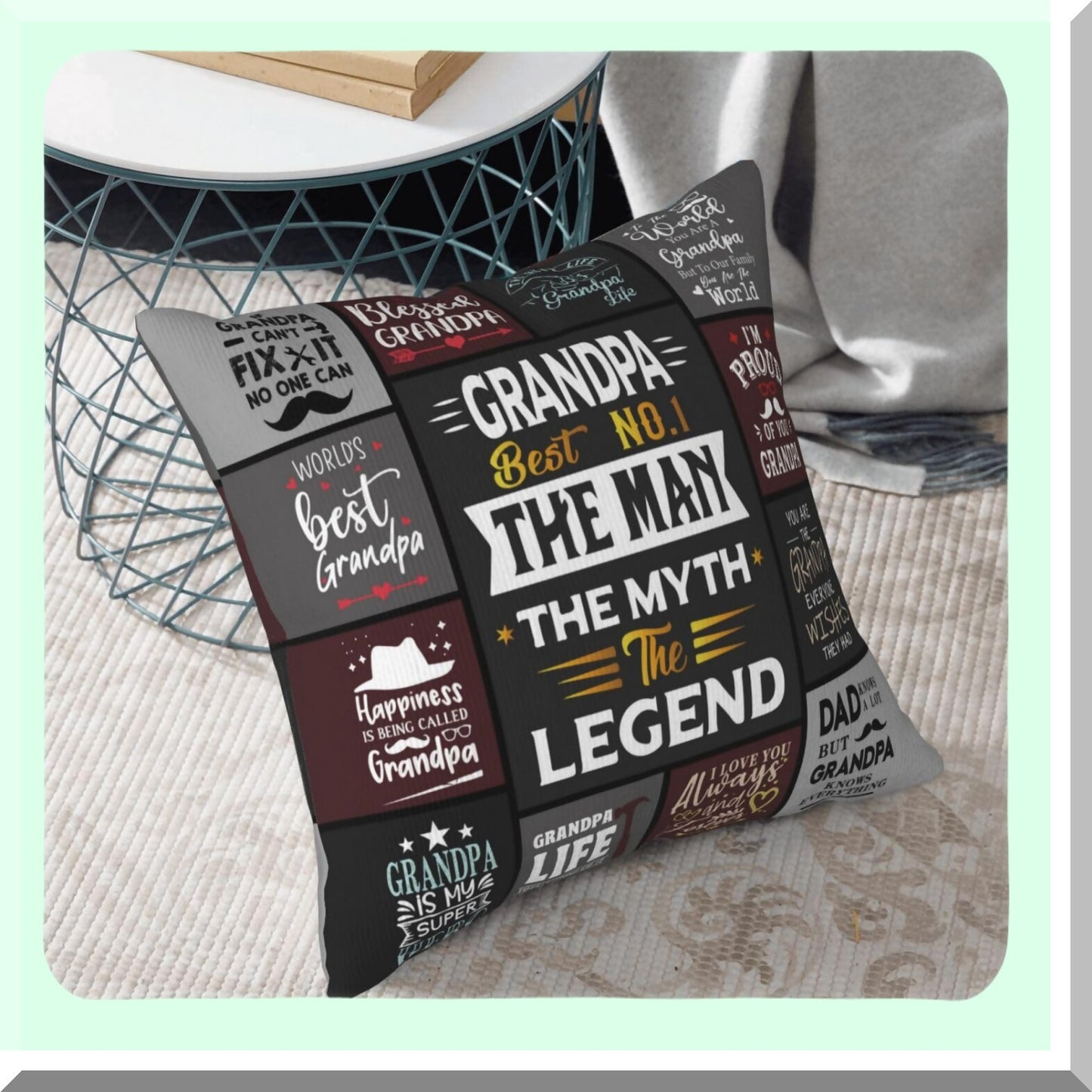 Grandpa's Heartfelt Birthday Surprise Throw Pillow Cover - Unique Valentines Day Gift from Grandchildren - 18x18 Inch Decorative Cushion Case