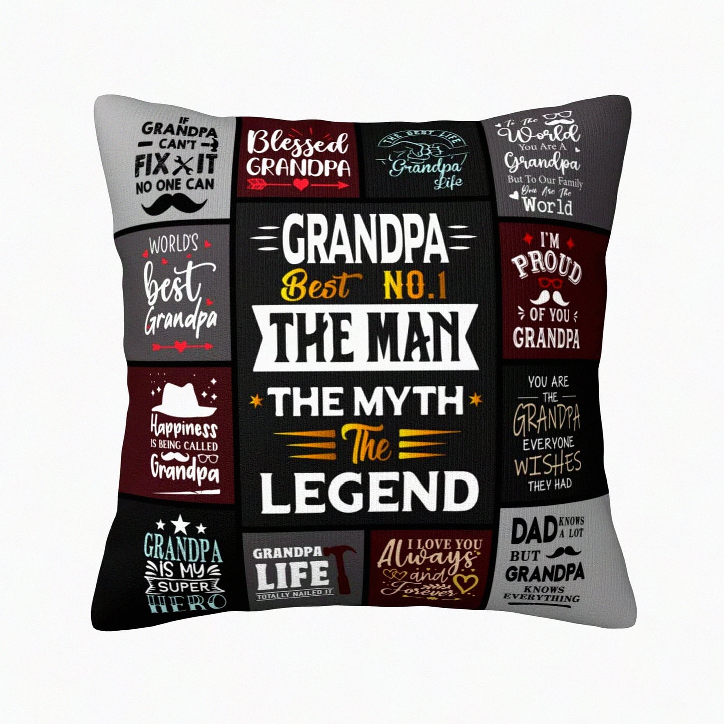 Grandpa's Heartfelt Birthday Surprise Throw Pillow Cover - Unique Valentines Day Gift from Grandchildren - 18x18 Inch Decorative Cushion Case