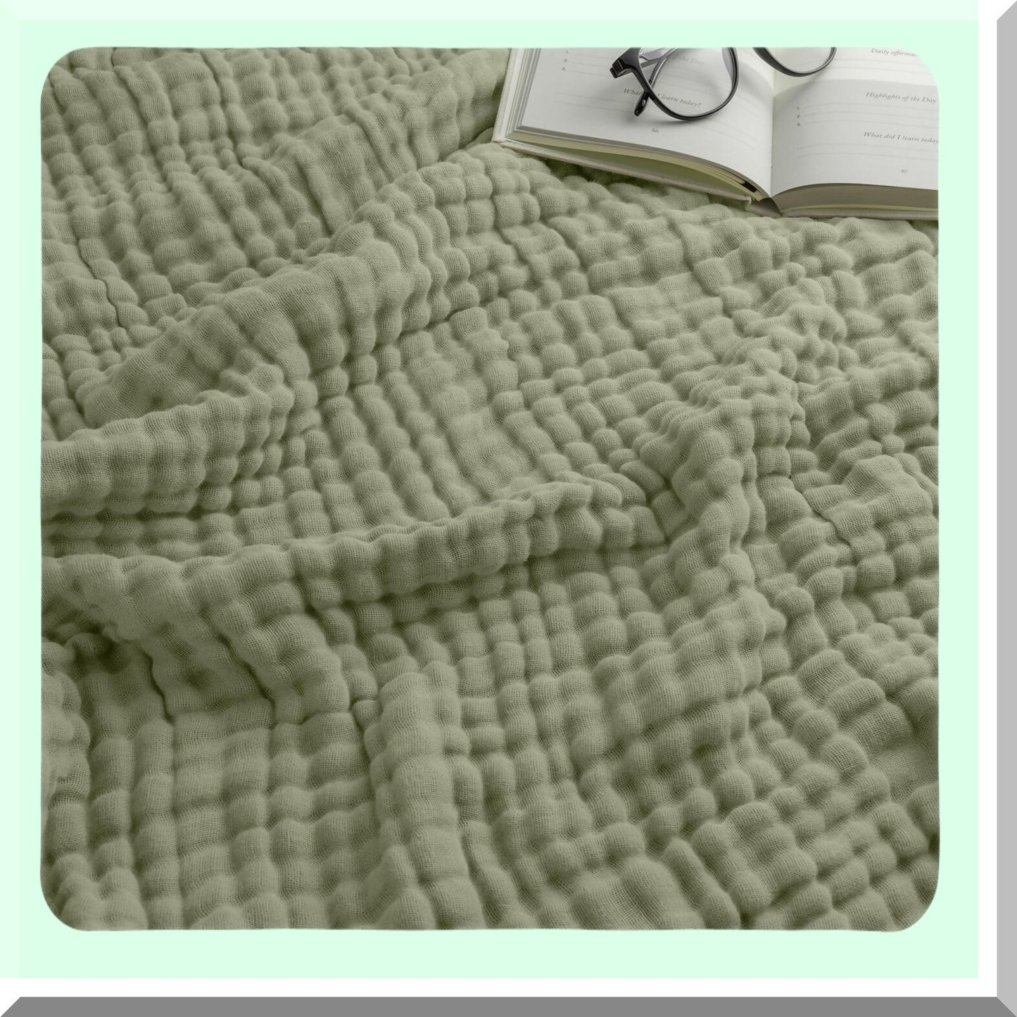 CoolComfort 6-Layer Muslin Blanket - Extra Large 108x90, Breathable Cotton Softness for Bedroom & Living Room