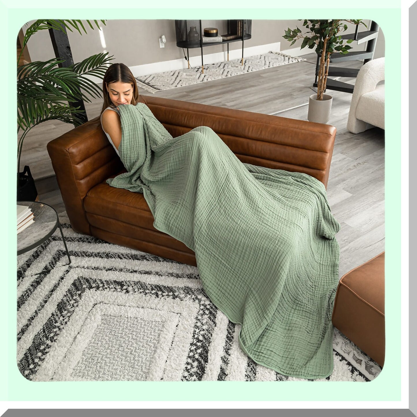 CoolComfort 6-Layer Muslin Blanket - Extra Large 108x90, Breathable Cotton Softness for Bedroom & Living Room