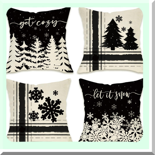 Snowflake Cozy Farmhouse Pillow Covers Set 18x18