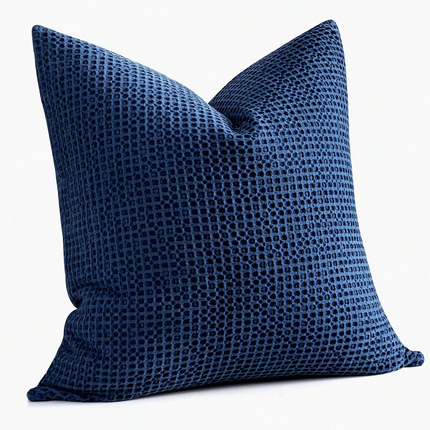 Dark Blue Waffle Weave Euro Sham Pillow Cover - Farmhouse Decorative Throw Pillowcase for Couch Sofa Bedroom Car - Cotton Euro Shams - 26x26 Pillow Cover