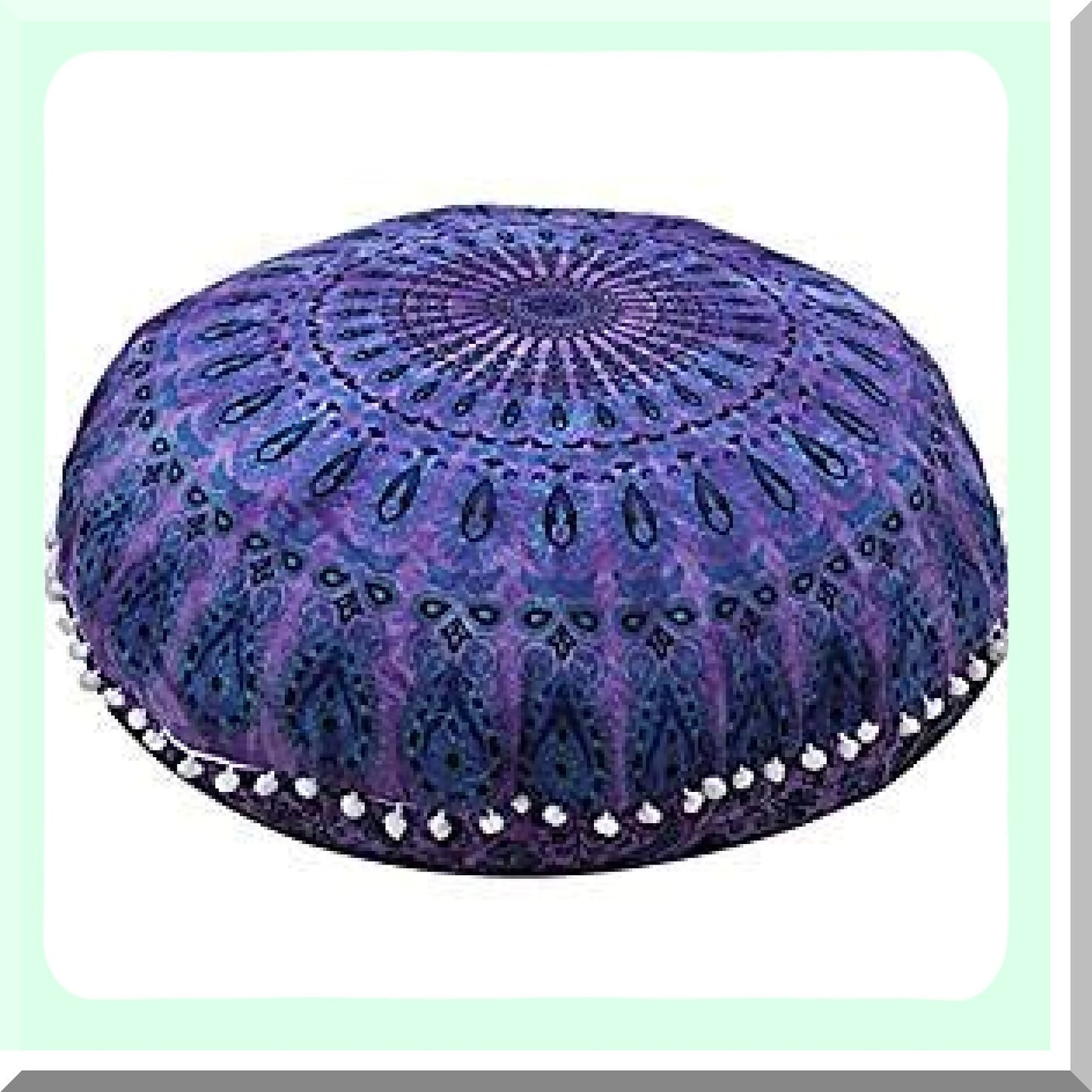 Purple Dye Round Seating Pouf - 32" Floor Pillow Cover for Living Room Decor, Cushion Throw Pillows - Soft Round Floor Pouf