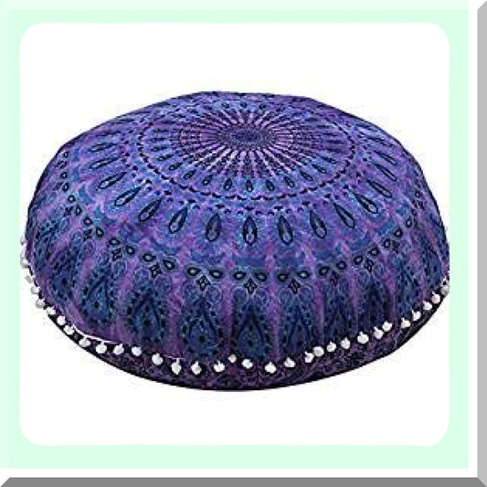 Purple Dye Round Seating Pouf Compatible with Living Room Decor
