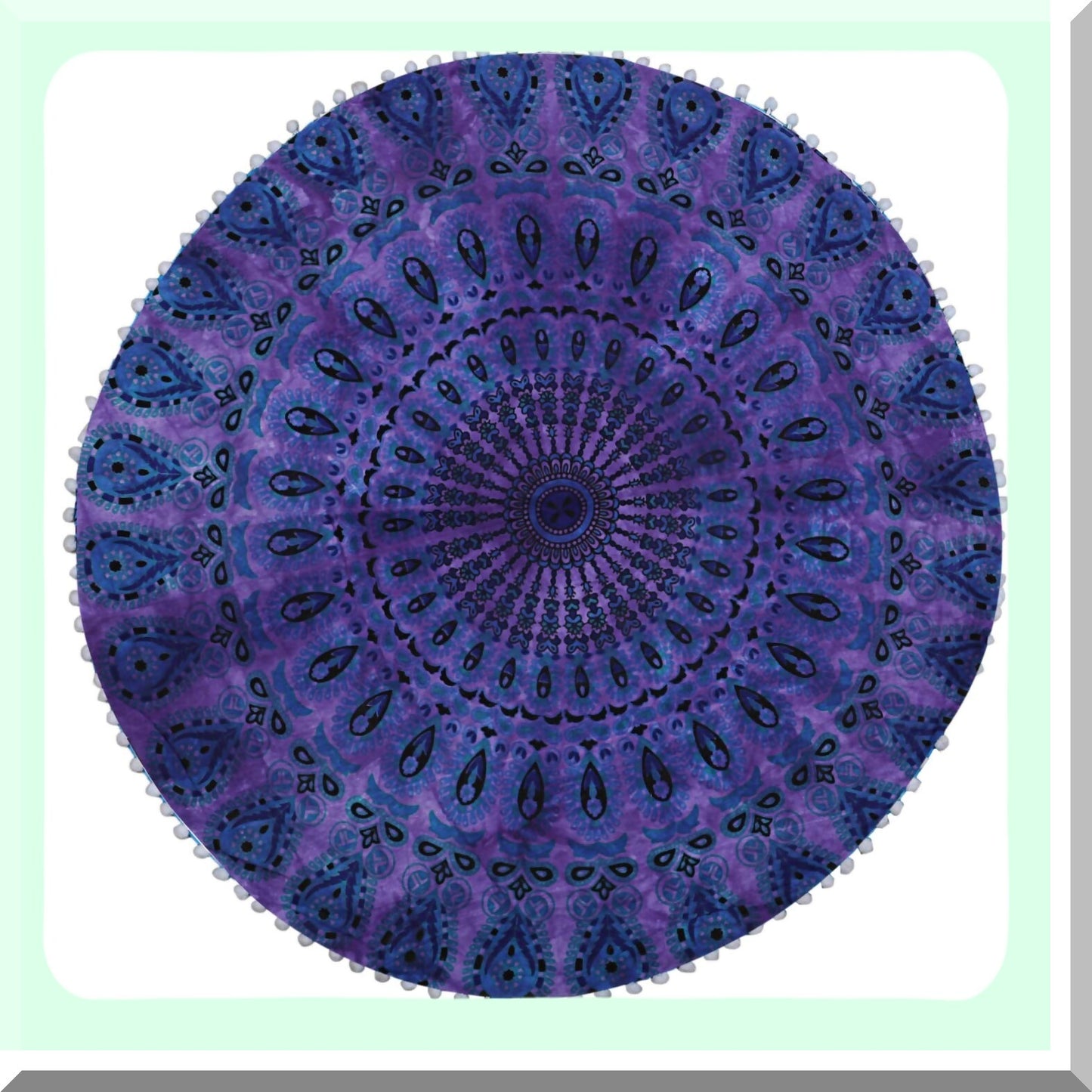 Purple Dye Round Seating Pouf - 32" Floor Pillow Cover for Living Room Decor, Cushion Throw Pillows - Soft Round Floor Pouf